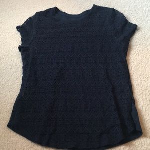 Girls Abercrombie textured navy shirt
